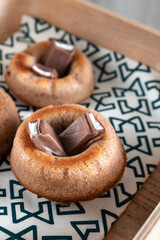 Round almond hazelnut and chocolate financiers