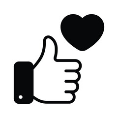 Thumbs up with heart symbolizing social media response vector