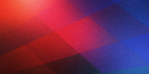 Striking geometric shapes and stripes in multicolor with a grainy, pixelated texture on a dark mix purple red gray neon azure ultramarine pink gradient background. Ideal for design, banners, projects