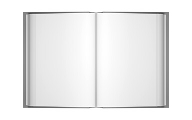 Open Blank White Book on White Background, Top View. Mockup or Template