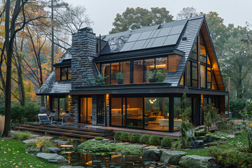 Eco-Friendly Suburban Home with Photovoltaic System