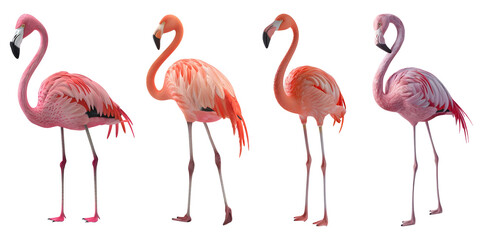 3D Rendering Pack of a Pink Flamingo on Transparent Background - Ai Generated