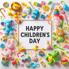 Playful Wishes: Happy Children's Day Illustration	