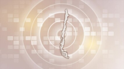 Chile Animated Map on Minimal Background, Multi Purpose Background with Ripples and Boxes with Chile 3D Map, Useful for Politics, Elections, Travel, News and Sports Events - Powered by Adobe