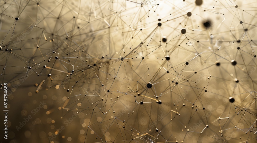 Fototapete 3d rendering of a microscopic structure. interconnected spheres and lines form an abstract organic s