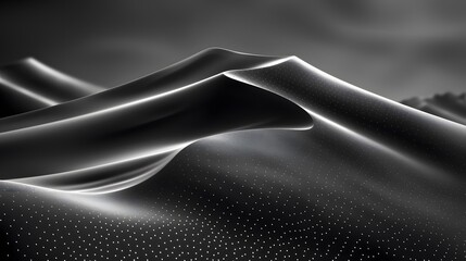 Elegant Abstract Black and White Waves with Sparkling Particles for Modern Backgrounds, High-Quality Texture Detail