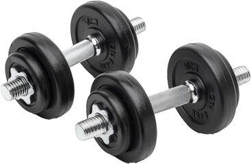 Fototapeta premium Pair of Black Rubber Metal Dumbbells Isolated