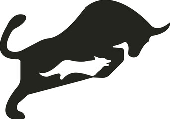 Powerful and majestic, the strong bull charges forward with unyielding determination, its muscles rippling with raw strength, embodying resilience and dominance.