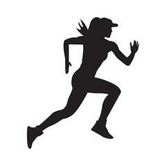 a female athlete running Vector silhouette, Athletic, Collection, Sport Silhouette, Sprint, Run, Sprinter, Vector illustration, Lifestyle, Marathon