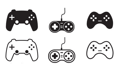 video game console icons set. Gaming controller concept Flat vector symbol set. on white background. © Charles stockio