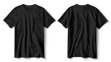 Black t-shirt template front and back isolated on a white background