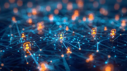 network of glowing nodes and connections representing a social network.