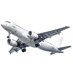 Obraz premium White Passenger airplane. Jet plane flying isolated on white background