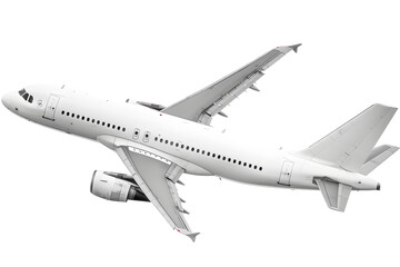 Obraz premium White Passenger airplane. Jet plane flying isolated on white background