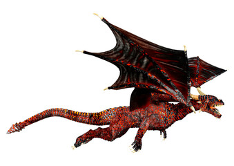 3D Rendering Fairy Tale Dragon on White