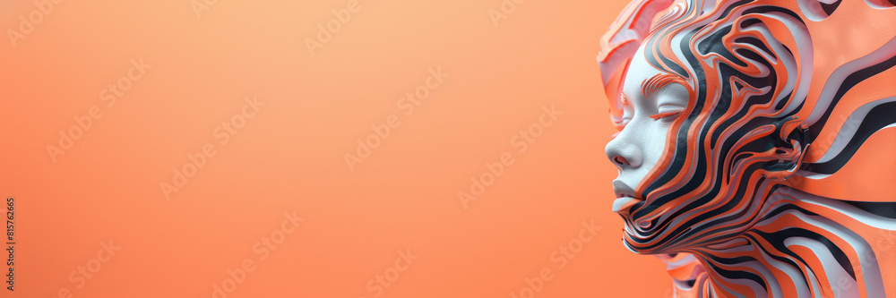 Poster side view of patterned 3d render head