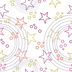 Fototapeta premium seamless sweets colorful star with vintage style on white background vector pattern Magic sky.