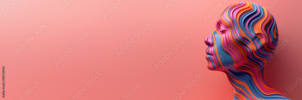 Poster abstract colorful profile with square overlay