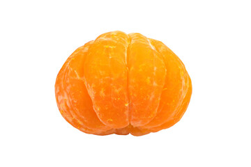 Fresh fruits. Peeled tangerine isolated on white background.