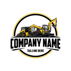 mini excavator,  Skid steer loader company  logo vector image