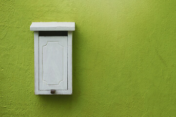Door, letter box and mail with wall, communication and notice for postal writing. Home, property...