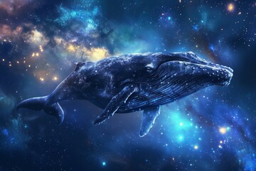 Mesmerizing Beautiful heavenly whale. Art love design. Generate Ai