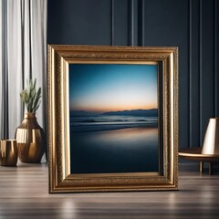 An elegant digital photo frame mockup displaying a mesmerizing image against a solid and neutral backdrop..--ar 3:9 --v4** - Upscaling by @faizan