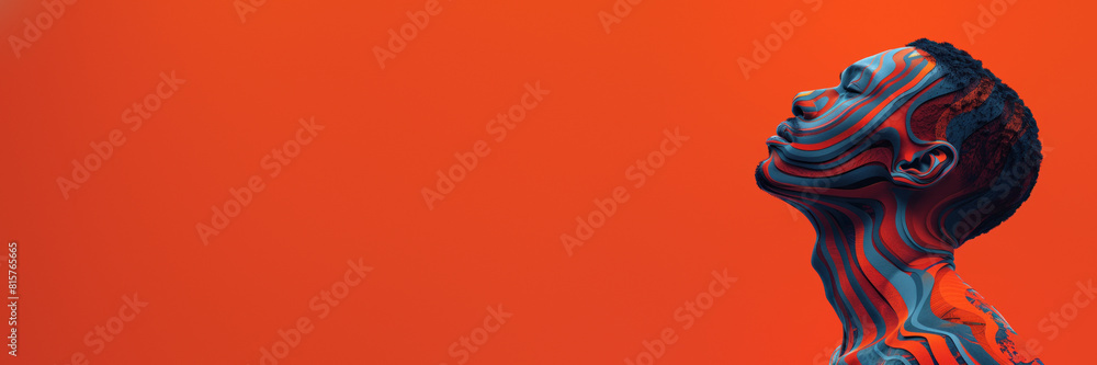 Poster surreal profile of person with vibrant patterns