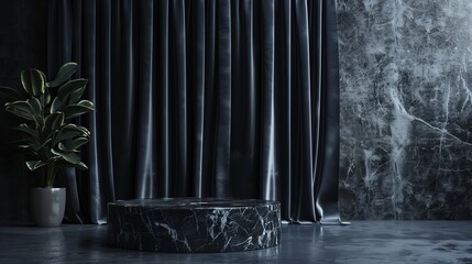 Luxury product showcase  Emphasize opulence and highquality craftsmanship of products on a sophisticated black marble podium Focus on selective focus Theme luxury black Style dynam