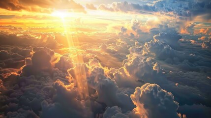 Heavenly feeling created by sunlight breaking through the clouds