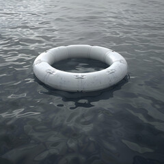 aesthetic neutral Life Preserver Floating in Water. monochromatic aesthetic images. 