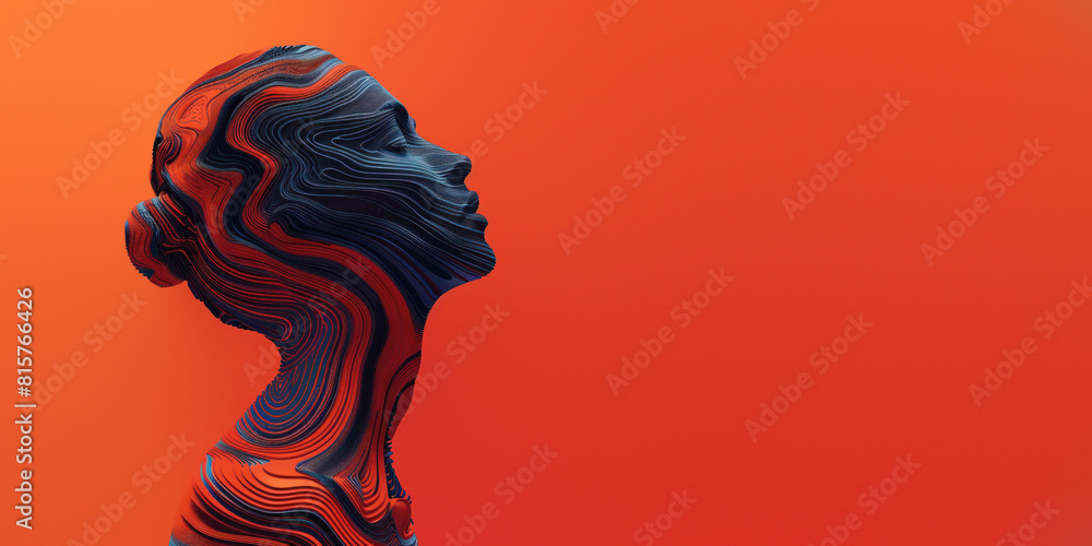 Poster swirling patterns creating human profile