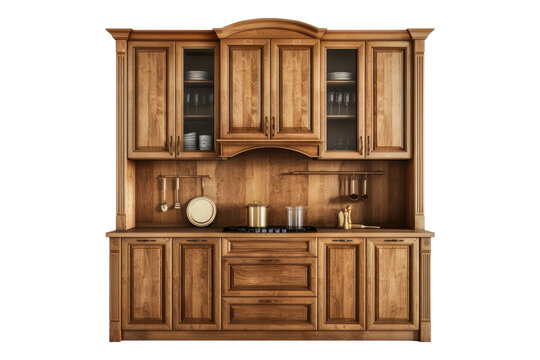 recommend clip art: Classic wooden kitchen cabinets isolated on transparent background