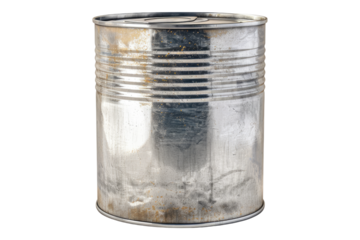Empty tin can isolated on transparent background