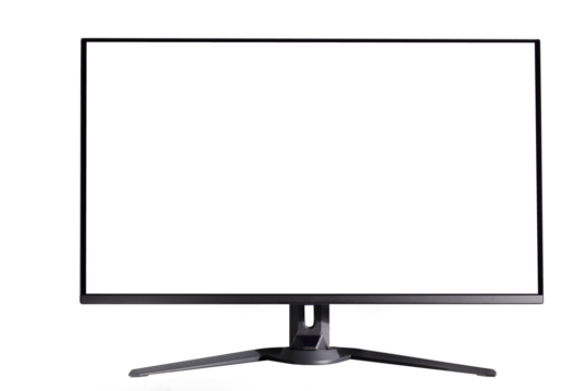 PC monitor mockup, modern screen technology, on white background