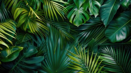 Tropical Paradise Lush Palm Leaf Background for Exotic Nature Themes and Summer Designs with Copy Space
