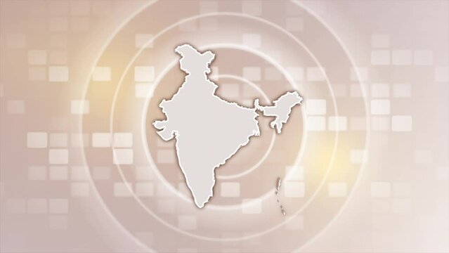 India Animated Map on Minimal Background, Multi Purpose Background with Ripples and Boxes with India 3D Map, Useful for Politics, Elections, Travel, News and Sports Events