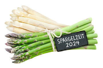 German label Asparagus Season 2024 isolated on white background