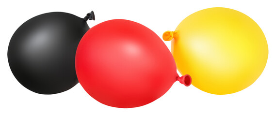 3 Balloons black red yellow party decoration isolated on white background