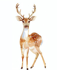 watercolor deer isolated on white background