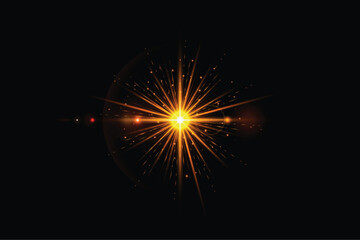 Fototapeta premium Transparent Vector Lens Light Collection With shining light glow and optical flare Effects. 