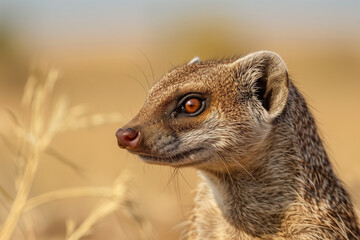 A close-up of a mongoose
