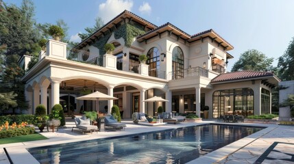 Fototapeta premium portrait 3d rendering home designs Luxury