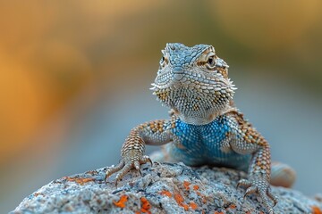 Western Fence Lizard: Basking on a rock with textured skin and blue belly, appealing to nature lovers.