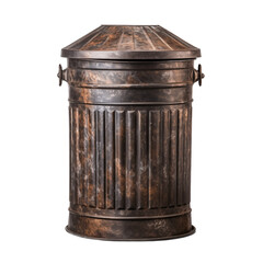 Vintage metal trash can isolated on white background