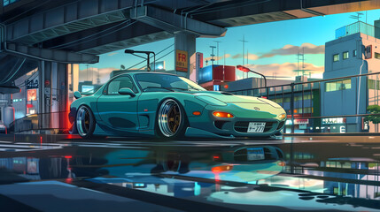 Wallpaper of a parked JDM tuner car.
