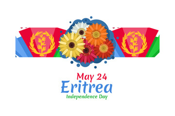 May 24, Independence Day of Eritrea vector illustration. Suitable for greeting card, poster and banner.