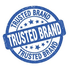 TRUSTED BRAND text written on blue round stamp sign.