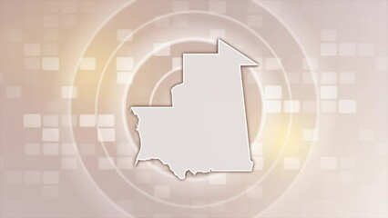 Mauritania Animated Map on Minimal Background, Multi Purpose Background with Ripples and Boxes with Mauritania 3D Map, Useful for Politics, Elections, Travel, News and Sports Events
