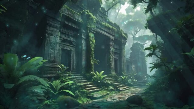 Whispers of the past linger in the hidden forests, where remnants of ancient buildings with ornate walls can be found